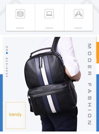 2024 nuevo diseño de moda para hombres, mochila marrón de cuero genuino para ordenador portátil, mochila escolar, bolsa de día para niños, bolsas de viaje grandes para hombres
