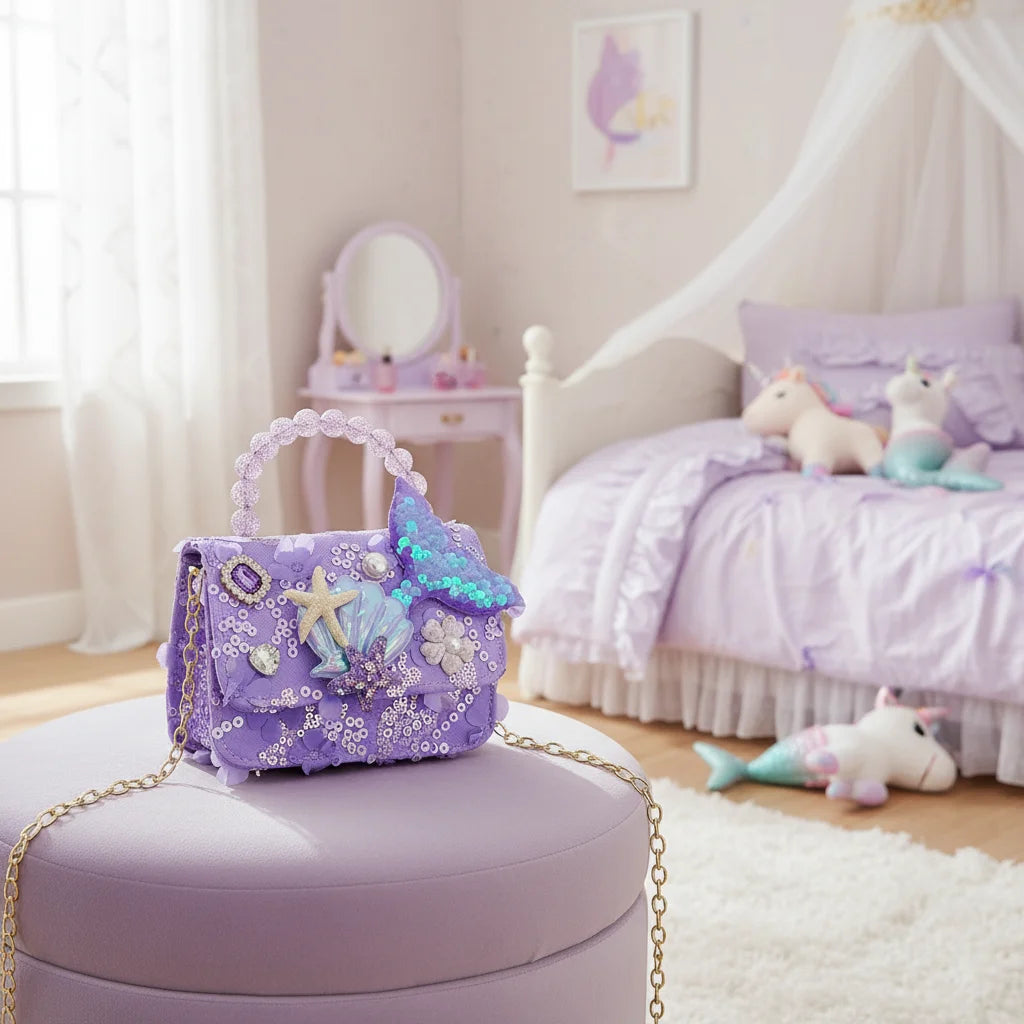 Bolso de Mano con Perlas para Niñas, Mini Bolso Bandolera, Estilo Moderno, para Regalo de Cumpleaños, Ligero, de Cuero PU
