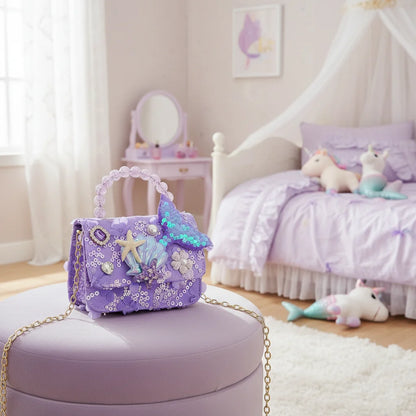 Bolso de Mano con Perlas para Niñas, Mini Bolso Bandolera, Estilo Moderno, para Regalo de Cumpleaños, Ligero, de Cuero PU