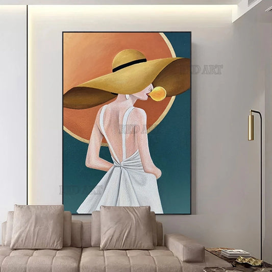 Cuadro de Lona de Mujer Sensual, Decoración de Pared, Pintura al Óleo Hecha a Mano, Arte Moderno sin Marco para Exhibición en Hoteles+ Paquete Switch In Art completo