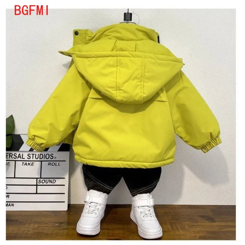 Abrigo de algodón grueso impermeable y cortavientos para niños de 2 a 9 años, nueva chaqueta polar con capucha para niños pequeños, parka cálida y gruesa para invierno 2026
