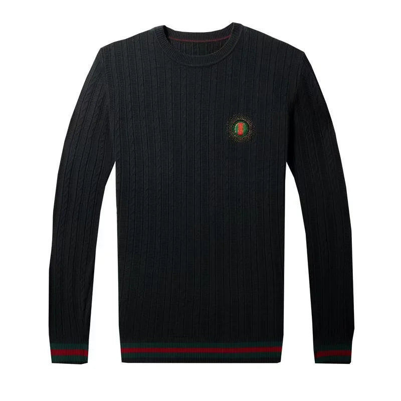 Suéter clásico de Jacquard de gama alta para hombre, prendas de punto, jerséis de lujo con cuello redondo, ropa de punto cálida para otoño e invierno, 2024