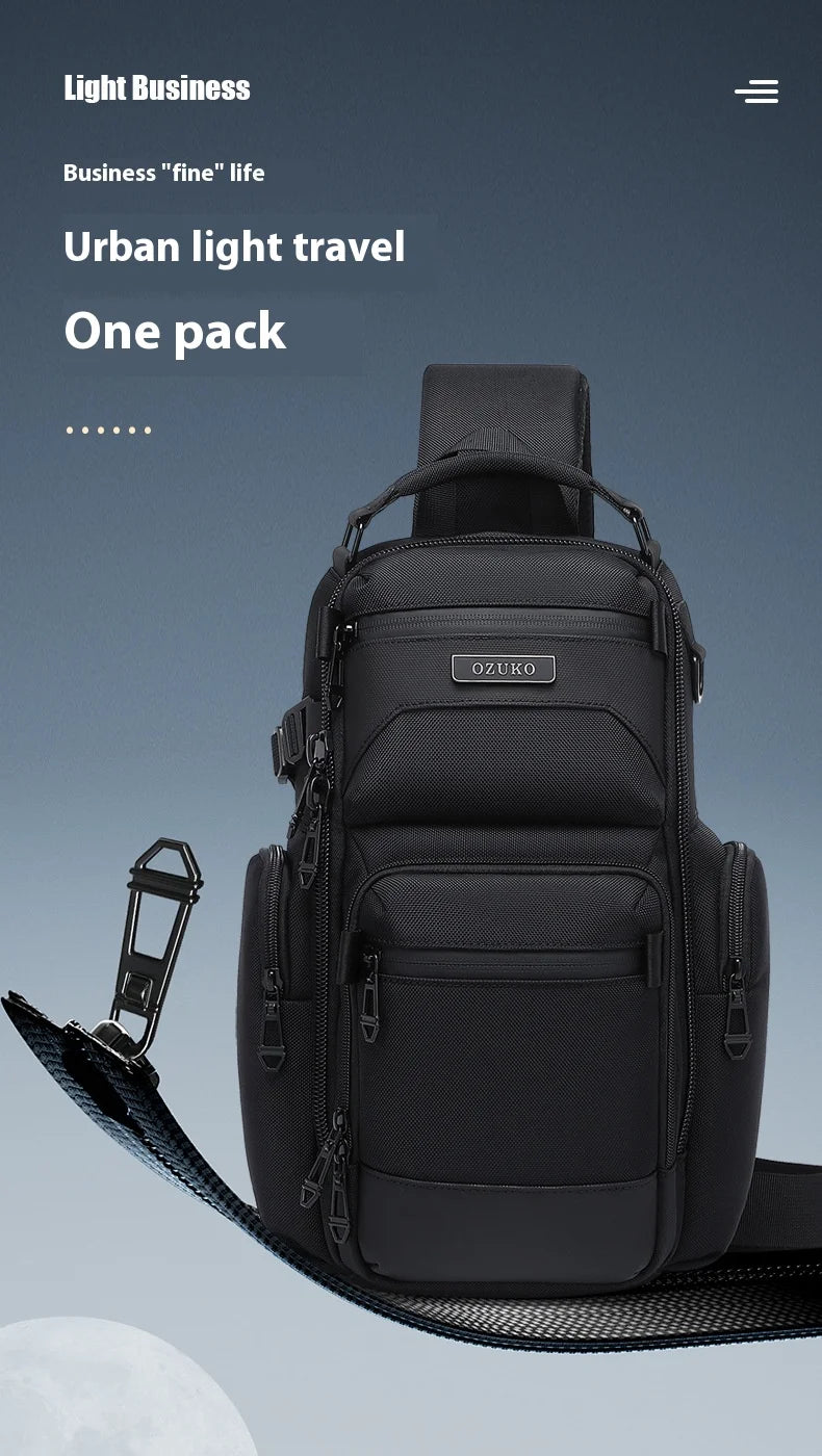 Bolso de pecho OZUKO, elegante bolso cruzado multifuncional, bolso cruzado de viaje ligero e impermeable para hombre