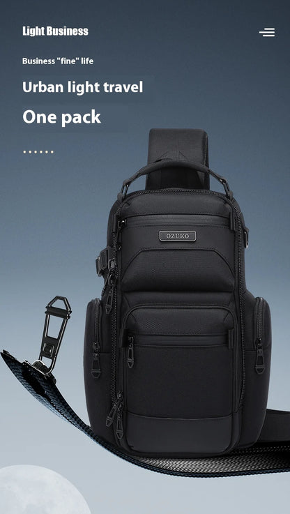 Bolso de pecho OZUKO, elegante bolso cruzado multifuncional, bolso cruzado de viaje ligero e impermeable para hombre