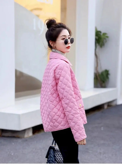Chaqueta Corta Ligera de Algodón para Mujer, Talla Pequeña, Acolchada, para Invierno, con Cierre de Cremallera, Estilo Moderno