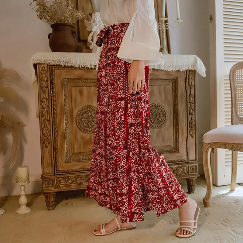Pantalones anchos de viaje para vacaciones en la playa, ropa de vacaciones para mujer, estilo bohemio, cintura alta, material...