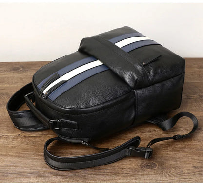 2024 nuevo diseño de moda para hombres, mochila marrón de cuero genuino para ordenador portátil, mochila escolar, bolsa de día para niños, bolsas de viaje grandes para hombres