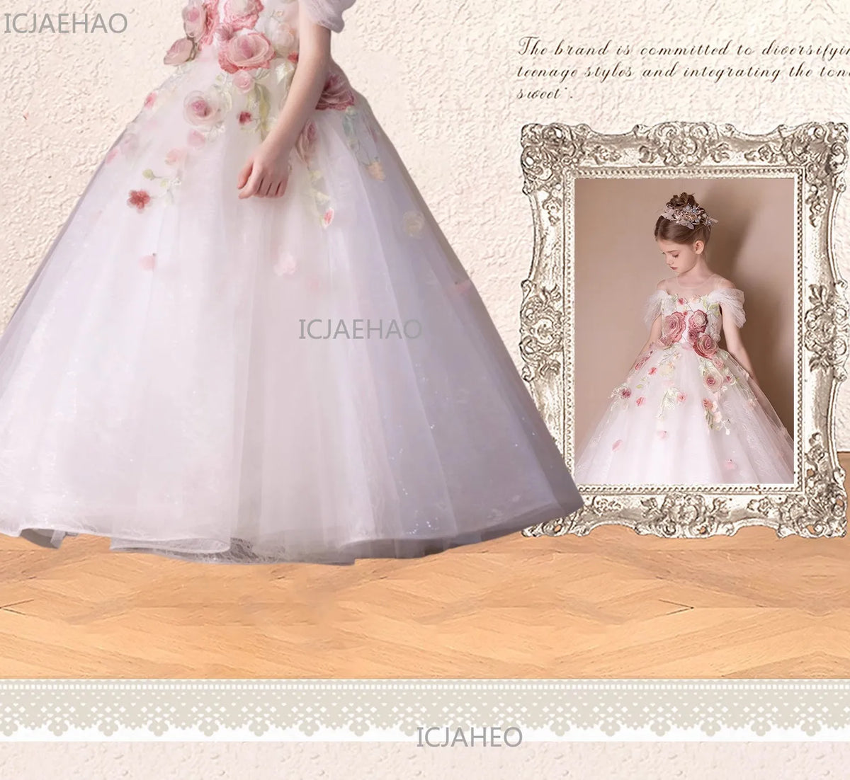 Vestido de Fiesta Blanco para Niña, Modelo 2026, con Flores, para Bodas, Cumpleaños, Eventos, Presentaciones, Piano, Princesa, Celebraciones Formales