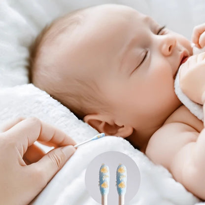 Hisopos de algodón para bebés con doble punta, para limpieza de oídos y nariz, multifuncionales, de bambú, para maquillaje y limpieza de bebés y niños