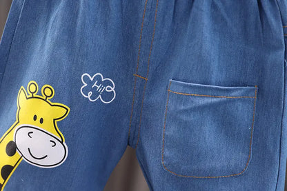 Ropa de verano para niños, camiseta de dibujos animados, pantalones cortos, 2 unids/set, trajes deportivos de ocio para niños pequeños, chándales de algodón para bebés de 0 a 5 años