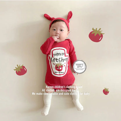 Pelele para recién nacido, mono con sombrero, mono para bebé, Cosplay, gemelos, tomate rojo, Ketchup y disfraz de mostaza amarilla de 0 a 2T
