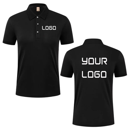 Polo informal de verano con diseño de imagen de texto impreso con logotipo personalizado, ropa de trabajo transpirable de manga corta, polo para hombres y mujeres