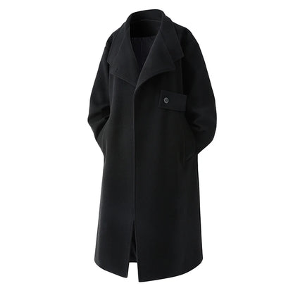 Autumn Winter Fashion Woolen Coats Men Long Trench Outwear Korean Style Youthful Vitality Casual Woolen Coat Loose Windbreaker