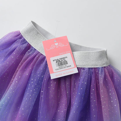 VIKITA, minifalda de malla de tul púrpura degradado con purpurina para niñas, fiesta de cumpleaños para niños, princesa, ropa informal diaria, falda esponjosa brillante