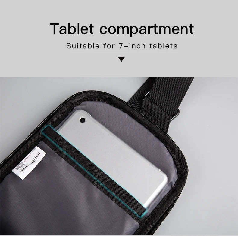 Kingsons, bolso cruzado para hombre, Kingsons, moda negra, bolso de hombro impermeable para hombre, bolso de pecho informal para niño