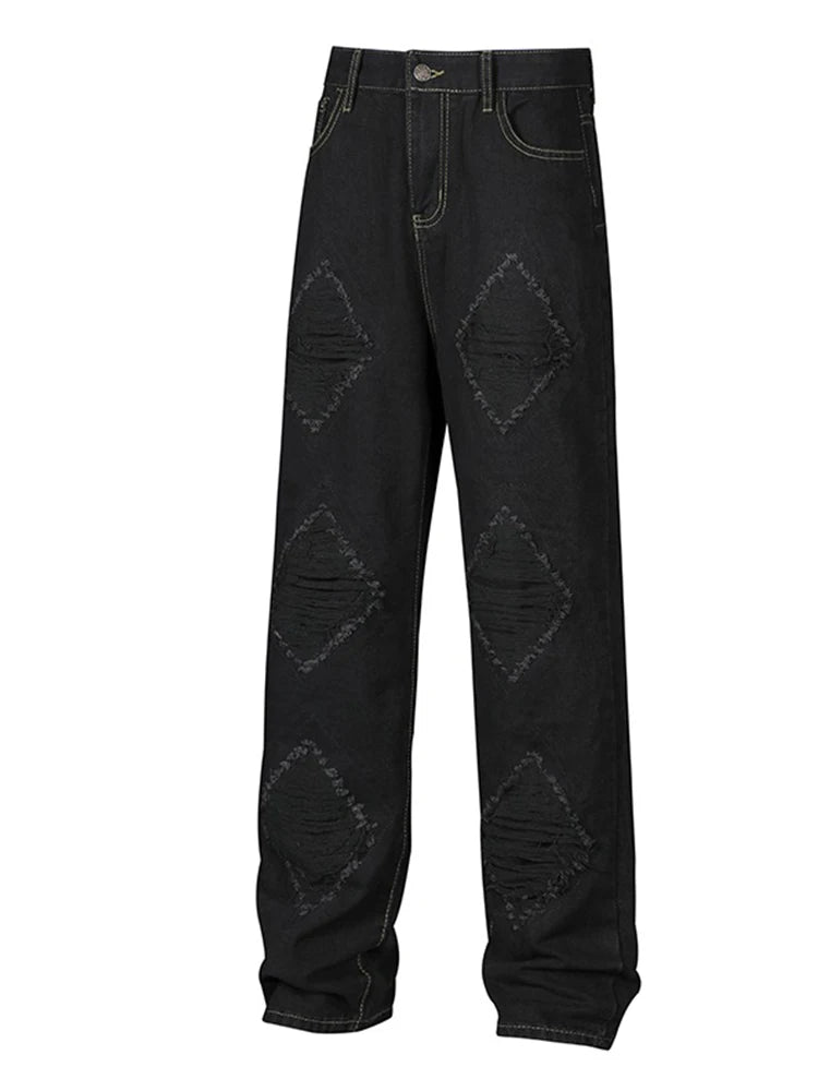Pantalones Vaqueros Anchos Rotos de Moda Urbana para Hombre, Estilo Americano Casual Retro, Pierna Recta, Denim, Hip Hop, Desgastados, Y2K