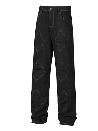 Pantalones Vaqueros Anchos Rotos de Moda Urbana para Hombre, Estilo Americano Casual Retro, Pierna Recta, Denim, Hip Hop, Desgastados, Y2K
