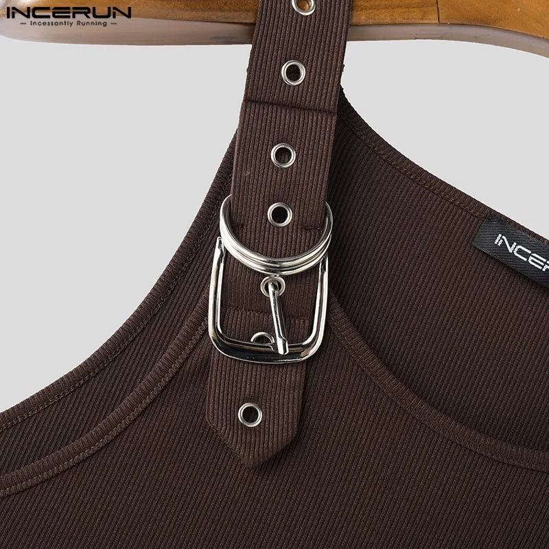 Fashion Men Tank Tops Casual Style Tops INCERUN New Style Men's Mesh Vests Streetwear Solid Color Casual Men Clothing S-5XL