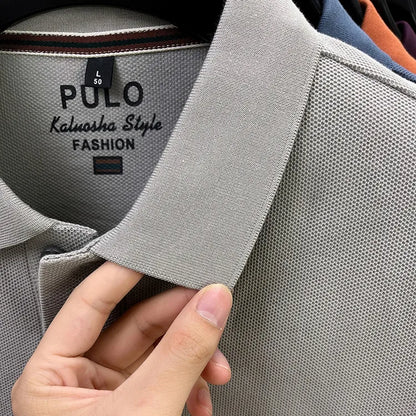 Polo de manga larga de otoño 2025 para hombre, 100% algodón transpirable, estilo informal de negocios con cuello de algodón clásico