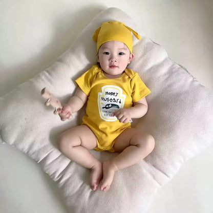 Pelele para recién nacido, mono con sombrero, mono para bebé, Cosplay, gemelos, tomate rojo, Ketchup y disfraz de mostaza amarilla de 0 a 2T