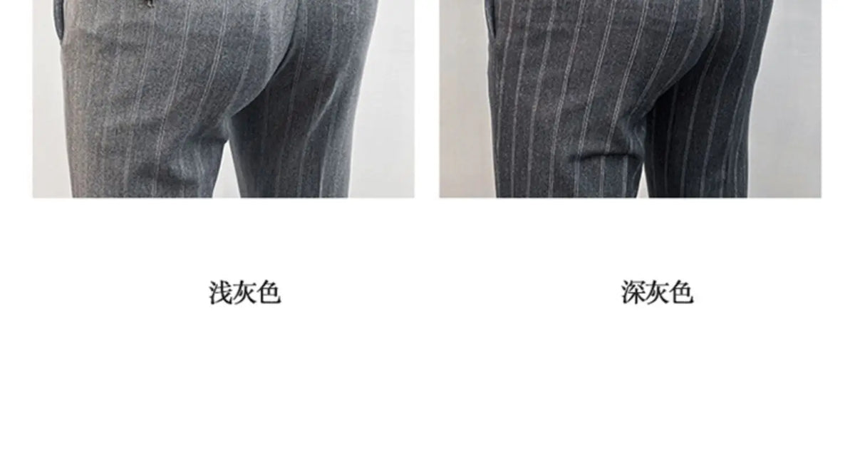 Pantalones de traje a rayas para hombre, pantalón de vestir Social para oficina de negocios, informal, ajustado, para boda, 2022