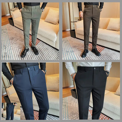 Camisas de vestir de negocios para hombres, pantalones ajustados de traje Social de oficina informal, pantalones de fiesta de boda de alta calidad, ropa de otoño e invierno