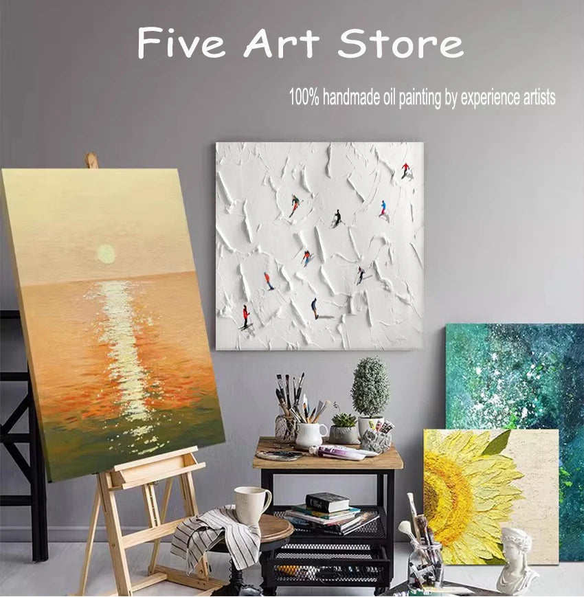 Arte de cuchillo de textura pesada acrílica gruesa, pintura al óleo de flores abstractas, imagen de pared para restaurante, diseños de arte moderno, decoración del hogar