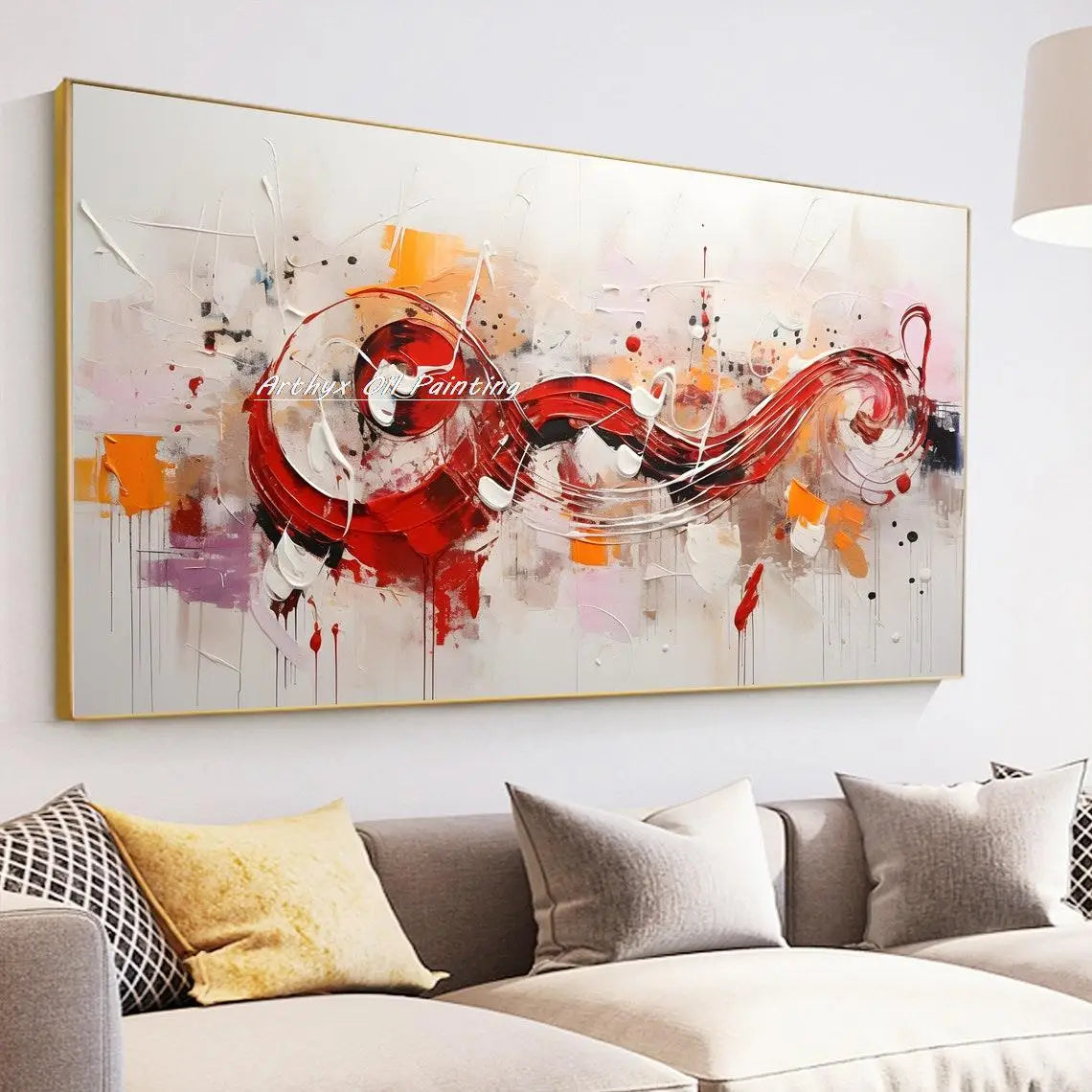Arthyx, pintura al óleo de notas musicales grandes pintadas a mano sobre lienzo, imagen artística de pared, decoración moderna del hogar, carteles abstractos de textura, obra de arte + paquete Switch In Art completo