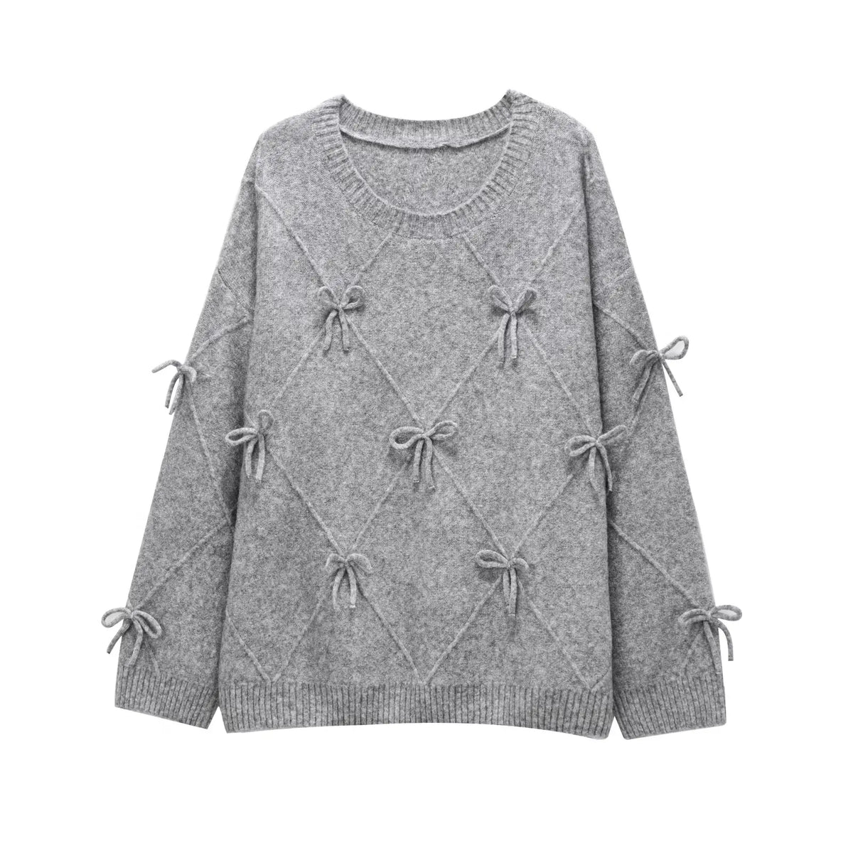 Suéteres acogedores Prairie Chic, jerseys con lazo liso, jerséis de punto de manga larga, Top Vintage Y2k, suéter de otoño para mujer