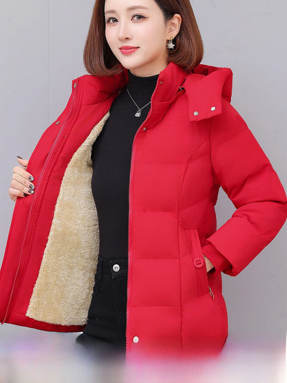 Chaqueta de algodón con forro polar grueso para mujer ENYW, abrigo informal holgado de invierno, ropa cálida para mamá, manga...