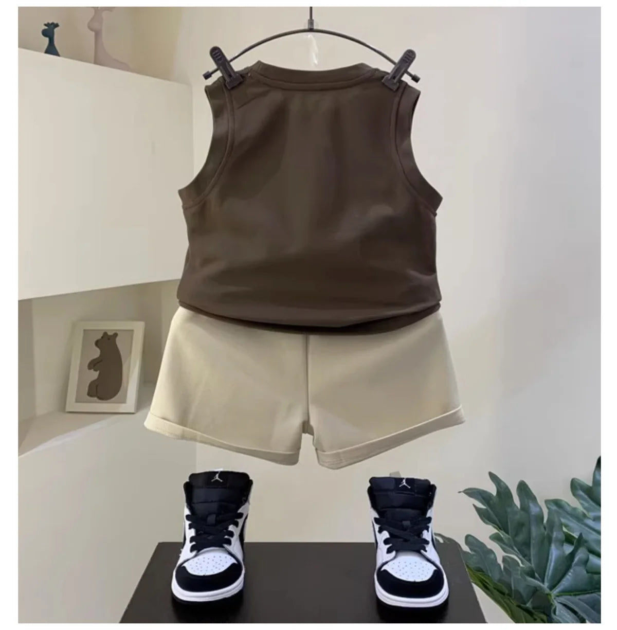 Children's Clothing Set Summer 2024 New Fashionable Boys and Baby Sleeveless T-shirt and Shorts 2-piece Set Kids Outfits