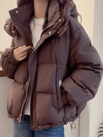 High Quality Thickened Hooded down Cotton Jacket for Autumn Winter Short Stylish Versatile Small Size Teenage Girl Coat