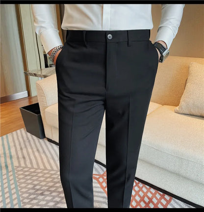 Camisas de vestir de negocios para hombres, pantalones ajustados de traje Social de oficina informal, pantalones de fiesta de boda de alta calidad, ropa de otoño e invierno