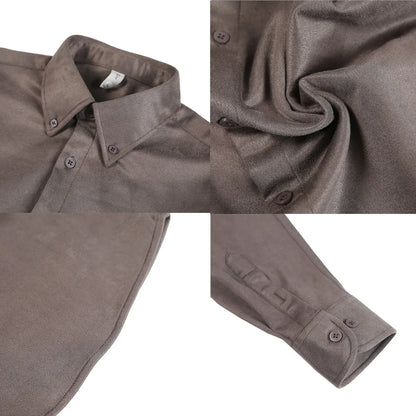 Camisa de ante de alta calidad para hombre, camisas de negocios informales de manga larga para otoño e invierno, blusa de esmoquin para fiesta Social, ropa para hombre 2023