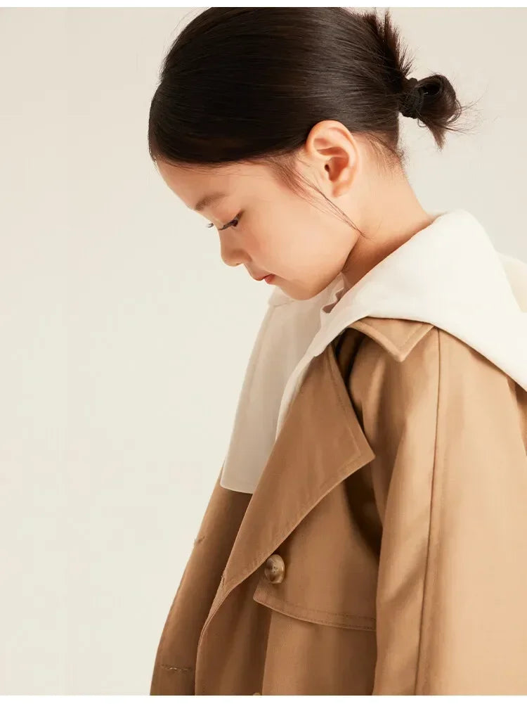 Gabardina larga para niña, abrigo elegante de alta calidad, ropa de otoño e invierno, novedad de 2023