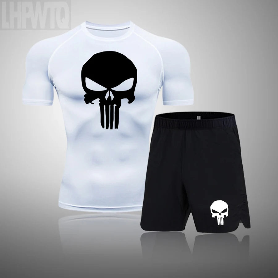 Camiseta deportiva de compresión para hombre, camiseta de entrenamiento físico de secado rápido MMA, ropa deportiva masculina para correr y correr