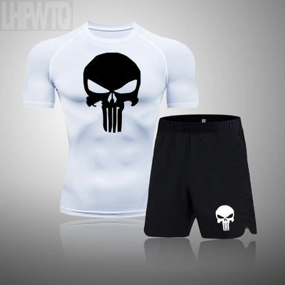 Camiseta deportiva de compresión para hombre, camiseta de entrenamiento físico de secado rápido MMA, ropa deportiva masculina para correr y correr