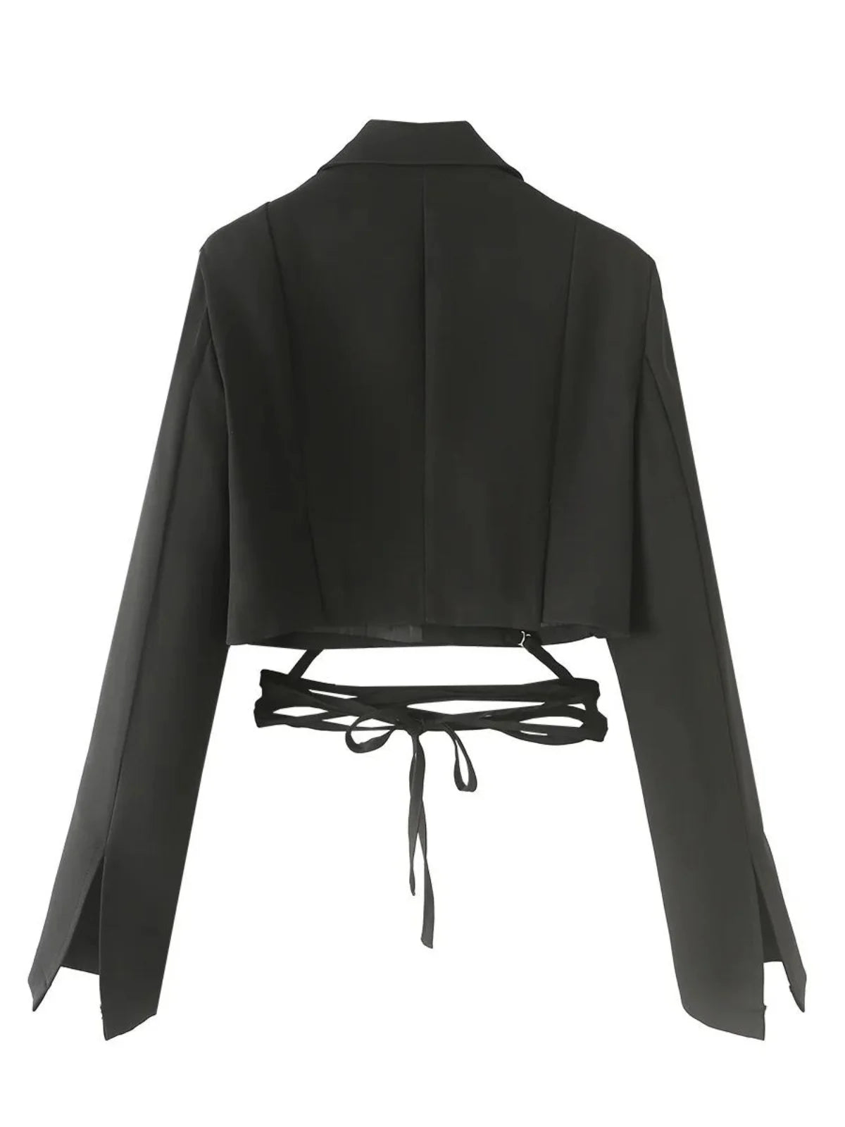 Early Autumn Women's Cross-Belted Slim Fit Short Suit Jacket Fashionable Business Casual Style Long Sleeve Commute Friendly