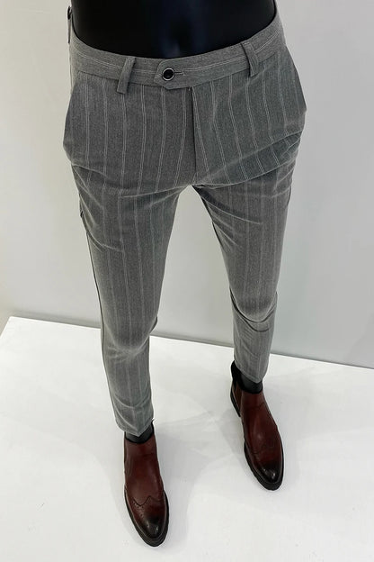 Pantalones de traje a rayas para hombre, pantalón de vestir Social para oficina de negocios, informal, ajustado, para boda, 2022