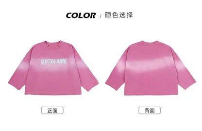 Conjunto de 2 Piezas de Ropa Infantil 2026 para Niño, Primavera-Otoño, Nueva Versión Coreana, Camisa Base con Degradado Rosa, Pantalones Vaqueros Personalizados a la Moda