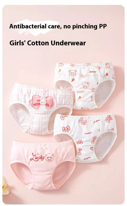 4 unids/lote de ropa interior para niñas, bragas bonitas de dibujos animados para niñas, calzoncillos transpirables de algodón para niños pequeños de 1 a 14 años