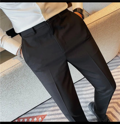 Camisas de vestir de negocios para hombres, pantalones ajustados de traje Social de oficina informal, pantalones de fiesta de boda de alta calidad, ropa de otoño e invierno
