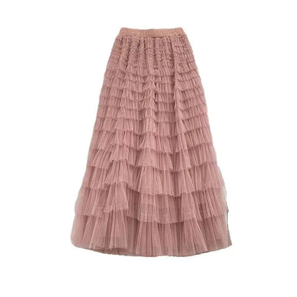 Falda larga de tul de talla grande para mujer, cintura alta, estilo A, con capas, elegante, para 200 libras, estilo coreano, ...