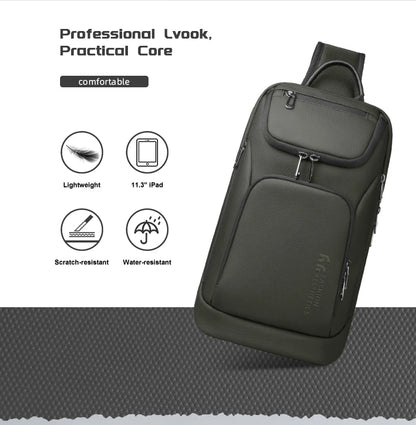 Bolso de hombro multifunción HK para hombre, bolso cruzado impermeable, apto para iPad de 11 pulgadas, bolso bandolera ligero para viajes al aire libre