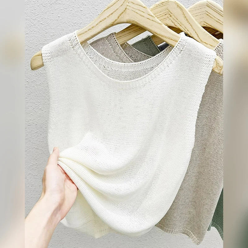 Loose Casual Comfortable Knitted Vest Women's Sleeveless Top Fashionable Summer Design Sense Soft Style Commute Korean Version