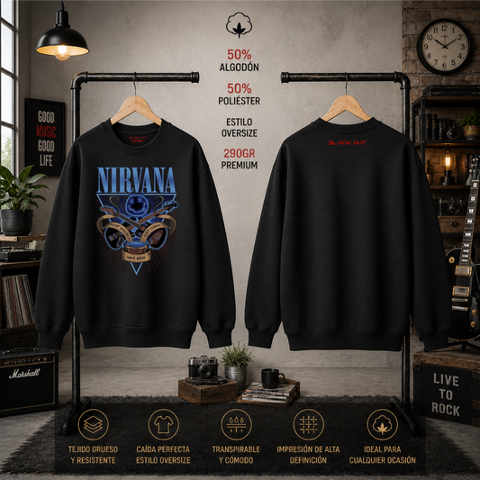 Sudadera BLACK OUT – Nirvana Blue | Oversize 290 g Premium