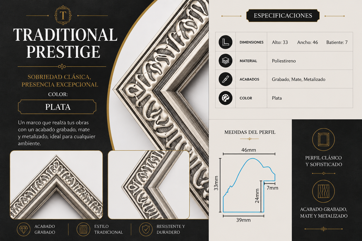 Marco Prestige Colección Traditional PLATA TRA-25