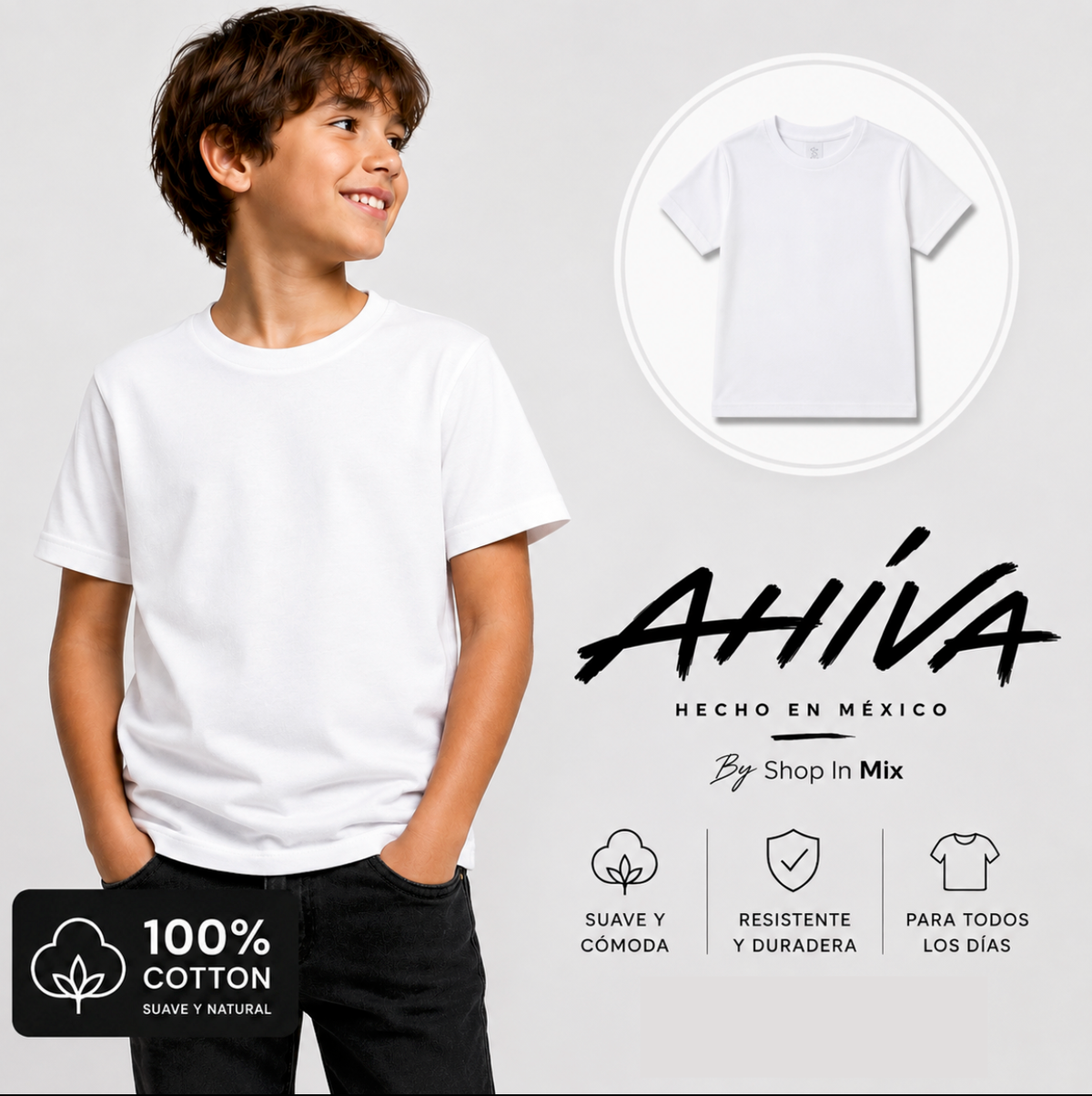 Playera AHÍVA 100% algodón por niño