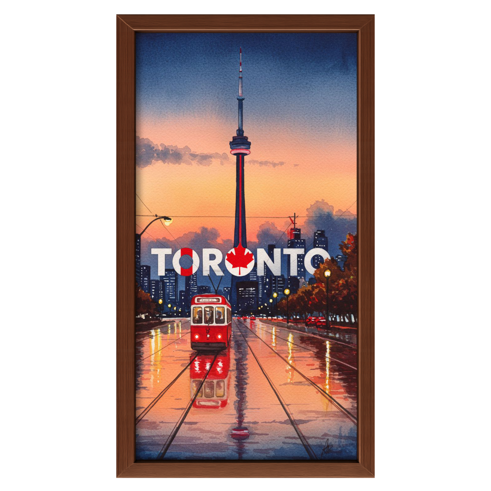 Recarga vertical Estrecha Switch in Art impressa Ciudad "Atardecer en Toronto"