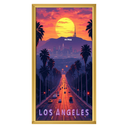 Recarga vertical Estrecha Switch in Art impressa Ciudad "Atardecer en Los Ángeles"